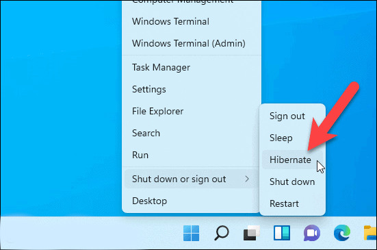 Hibernation in Windows 11